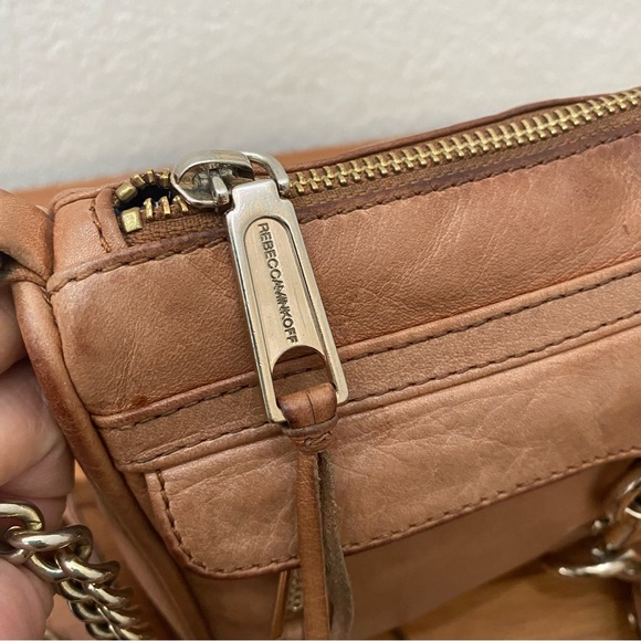 REBECCA MINKOFF Mini Mac Tan Almond Leather Crossbody Bag - Picture 11 of 16